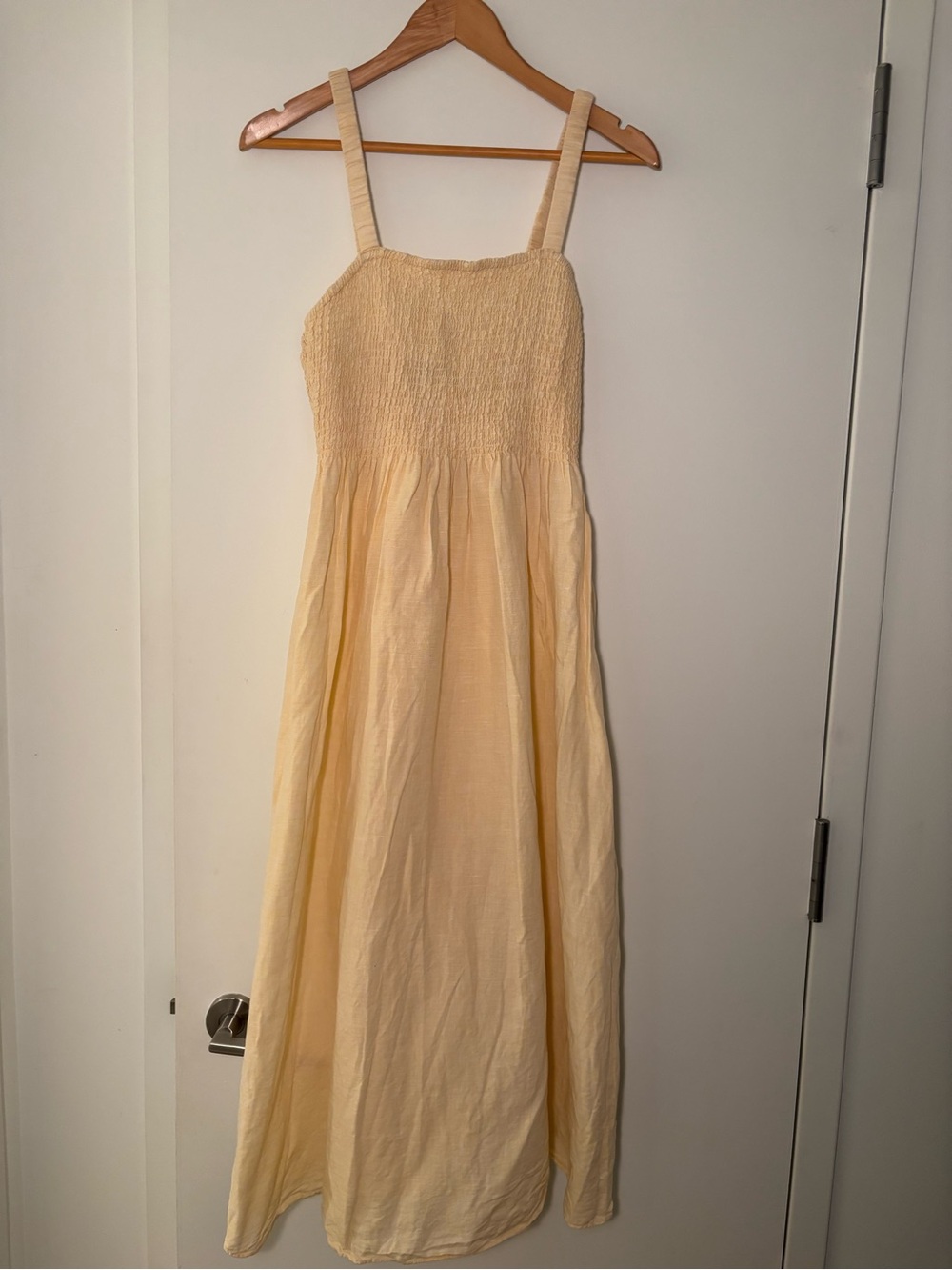 J. Crew Yellow Smocked Maxi Dress